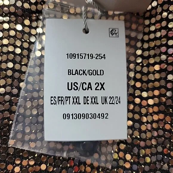 Kasper Plus Size 2X Gold & Black Metallic Top Blouse Party Festive NEW - Picture 9 of 9